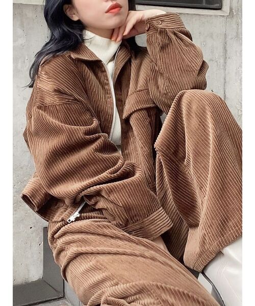 EVRIS（エヴリス）の「コーデュロイショートブルゾン【セットアップ着用可能】（ブルゾン・レディース・ブラック/ブラウン/アイボリー・FREE）」の13枚目の写真