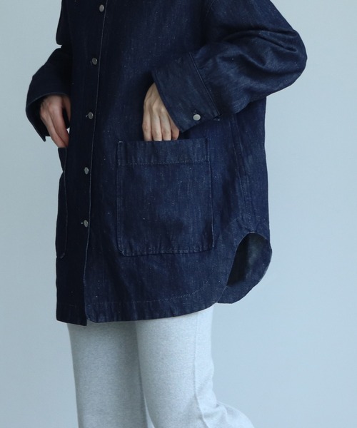 ユニYUNI コットンリネン 麻 ノーカラー ジャケット ユニYUNI コットンリネン 麻 ノーカラー ジャケット