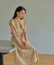 Emilyan | 【テンセルリネン】バックルベルト付きギャザーフレアースカート（裏付）(スカート)