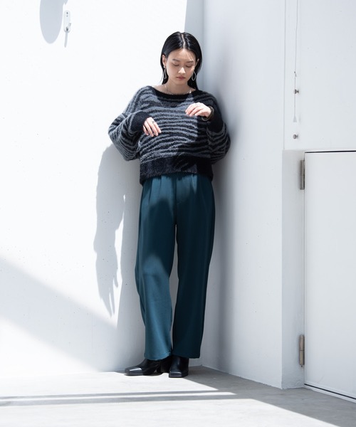 Happy John(ハッピージョン)の「shaggy zebra knit/シャギーゼブラニット(ニット/セーター・レディース・チャコールグレー/アイボリー・FREE)」の20枚目の写真