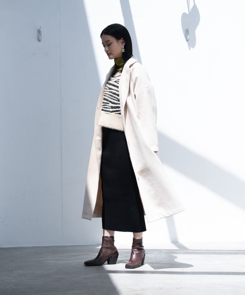 Happy John(ハッピージョン)の「shaggy zebra knit/シャギーゼブラニット(ニット/セーター・レディース・チャコールグレー/アイボリー・FREE)」の6枚目の写真