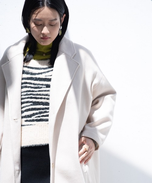 Happy John(ハッピージョン)の「shaggy zebra knit/シャギーゼブラニット(ニット/セーター・レディース・チャコールグレー/アイボリー・FREE)」の14枚目の写真