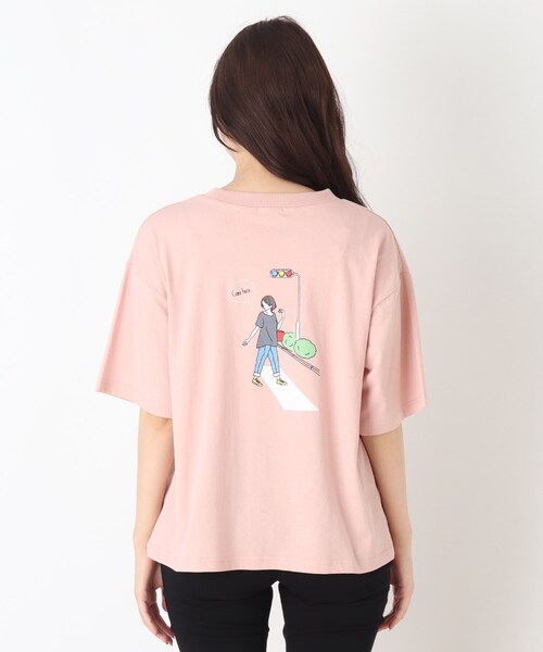 SHOO・LA・RUE(シューラルー)の「◆【つながる】横断歩道ママTシャツ(Tシャツ/カットソー・レディース・ブルー/ピンク系・99)」の3枚目の写真