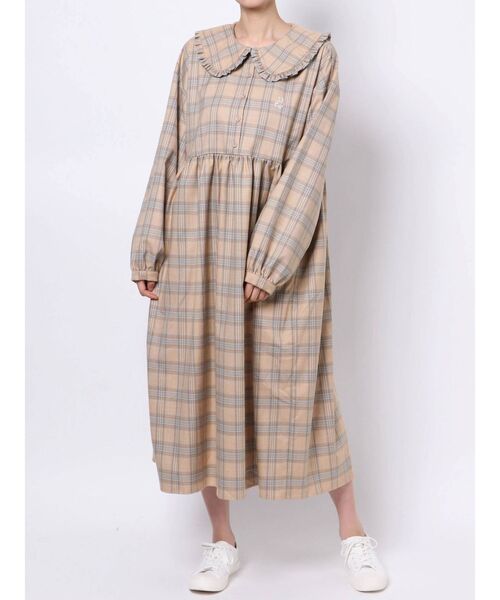 merry jenny（メリージェニー）の「bear刺繍チェックワンピース（ワンピース・レディース・オレンジ/ブラウン/ベージュ・FREE）」の16枚目の写真