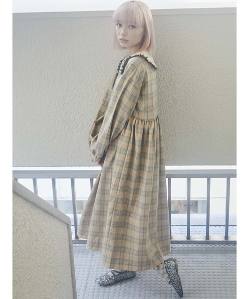 merry jenny（メリージェニー）の「bear刺繍チェックワンピース（ワンピース・レディース・オレンジ/ブラウン/ベージュ・FREE）」の18枚目の写真