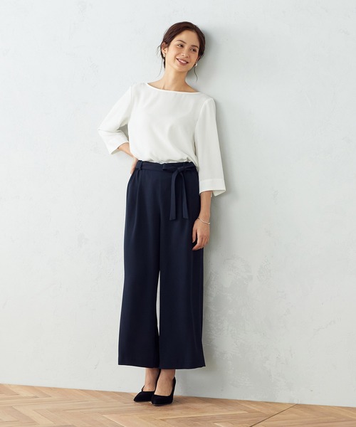 COMME CA ISM（コムサイズム）の「【セットアイテム】　Tブラウス×ワイドパンツ（シャツ/ブラウス・レディース・ブラック×ブラック/ホワイト×ネイビー・SMALL/MEDIUM/LARGE）」の3枚目の写真