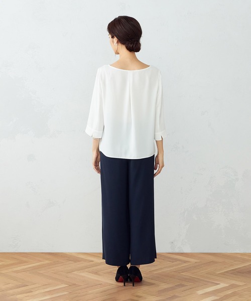 COMME CA ISM（コムサイズム）の「【セットアイテム】　Tブラウス×ワイドパンツ（シャツ/ブラウス・レディース・ブラック×ブラック/ホワイト×ネイビー・SMALL/MEDIUM/LARGE）」の8枚目の写真