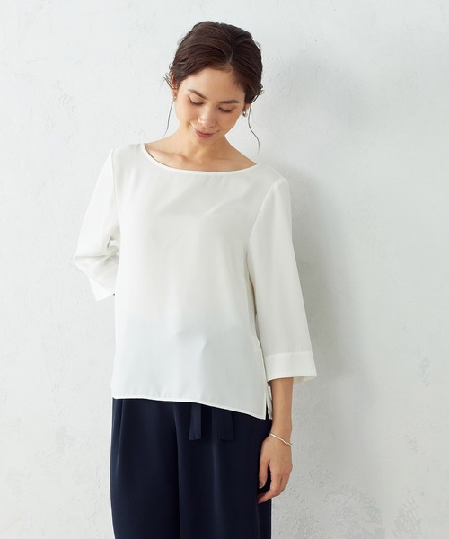 COMME CA ISM（コムサイズム）の「【セットアイテム】　Tブラウス×ワイドパンツ（シャツ/ブラウス・レディース・ブラック×ブラック/ホワイト×ネイビー・SMALL/MEDIUM/LARGE）」の12枚目の写真