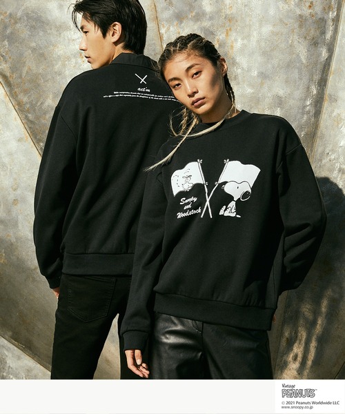 Vintage PEANUTS(ビンテージピーナッツ)の「PEANUTS/ピーナッツ 裏起毛オーバーサイズスウェット(スウェット・メンズ・ブラック/アイボリー・S/FREE)」の19枚目の写真