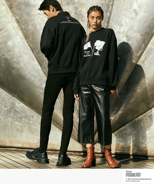 Vintage PEANUTS(ビンテージピーナッツ)の「PEANUTS/ピーナッツ 裏起毛オーバーサイズスウェット(スウェット・メンズ・ブラック/アイボリー・S/FREE)」の22枚目の写真