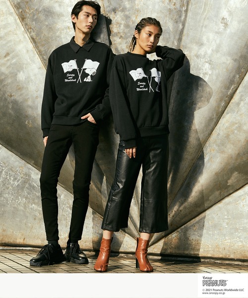 Vintage PEANUTS(ビンテージピーナッツ)の「PEANUTS/ピーナッツ 裏起毛オーバーサイズスウェット(スウェット・メンズ・ブラック/アイボリー・S/FREE)」の21枚目の写真