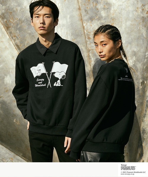 Vintage PEANUTS(ビンテージピーナッツ)の「PEANUTS/ピーナッツ 裏起毛オーバーサイズスウェット(スウェット・メンズ・ブラック/アイボリー・S/FREE)」の18枚目の写真