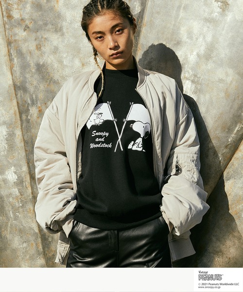 Vintage PEANUTS(ビンテージピーナッツ)の「PEANUTS/ピーナッツ 裏起毛オーバーサイズスウェット(スウェット・メンズ・ブラック/アイボリー・S/FREE)」の13枚目の写真