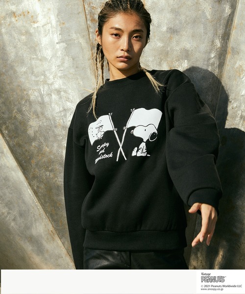 Vintage PEANUTS(ビンテージピーナッツ)の「PEANUTS/ピーナッツ 裏起毛オーバーサイズスウェット(スウェット・メンズ・ブラック/アイボリー・S/FREE)」の11枚目の写真