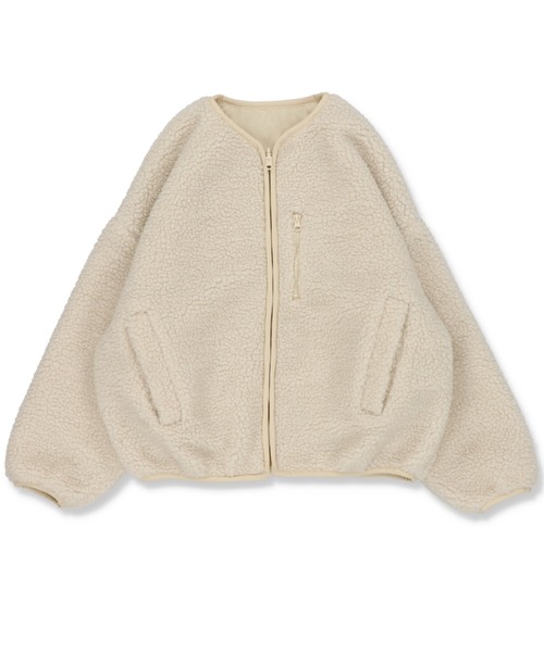 SPINNS（スピンズ）の「ノーカラーリバーシブルパイピングボアブルゾン（ブルゾン・レディース・ベージュ/アイボリー/ライトベージュ・ONESIZE）」の12枚目の写真