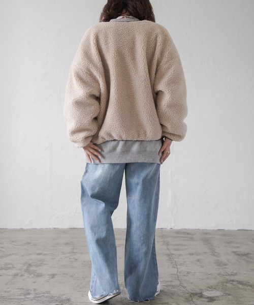 SPINNS（スピンズ）の「ノーカラーリバーシブルパイピングボアブルゾン（ブルゾン・レディース・ベージュ/アイボリー/ライトベージュ・ONESIZE）」の19枚目の写真