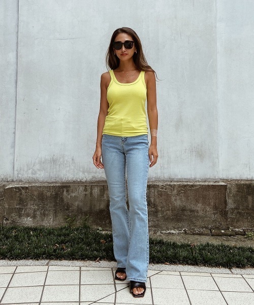 esutoreja（エストレジャ）の「カラバリデイリータンクトップ（タンクトップ・レディース・ホワイト/ベージュ/ブルー/イエロー×グリーン・FREE）」の5枚目の写真