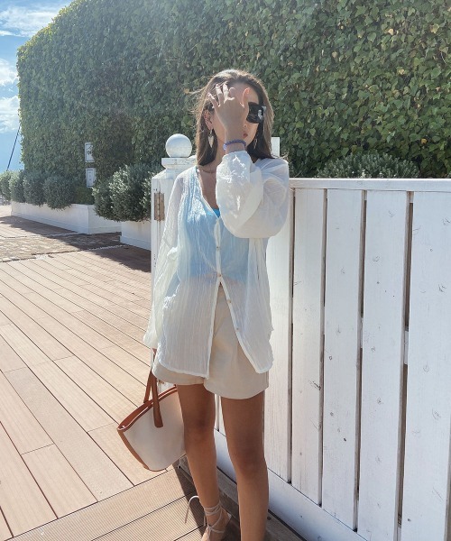 esutoreja（エストレジャ）の「カラバリデイリータンクトップ（タンクトップ・レディース・ホワイト/ベージュ/ブルー/イエロー×グリーン・FREE）」の9枚目の写真