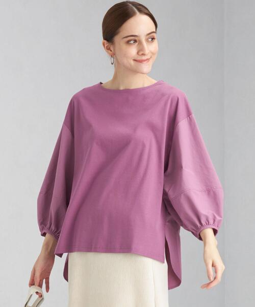 green label relaxing(グリーンレーベルリラクシング)の「フハクコンビ ボリューム スリーブ プルオーバー カットソー(Tシャツ/カットソー・レディース・ブラック/ベージュ/ライトピンク・FREE)」の3枚目の写真