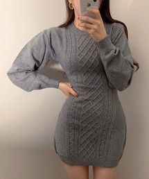 Jasmine Grandiflorum | 【Jasmine】バック開きセクシーミニ丈ニットワンピース (AW)(ワンピース)