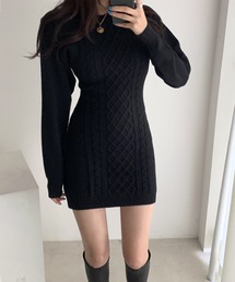 【Jasmine】バック開きセクシーミニ丈ニットワンピース (AW)