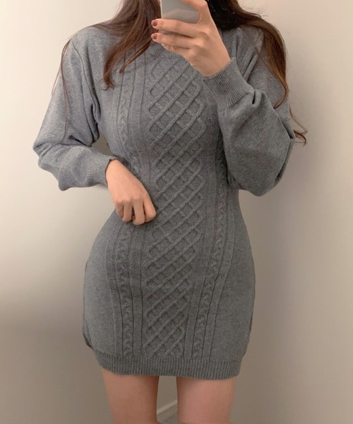 Jasmine Grandiflorum(ジャスミングランディフローラム)の「【Jasmine】バック開きセクシーミニ丈ニットワンピース (AW)(ワンピース・レディース・ブラック/ベージュ/グレー・FREE)」の13枚目の写真
