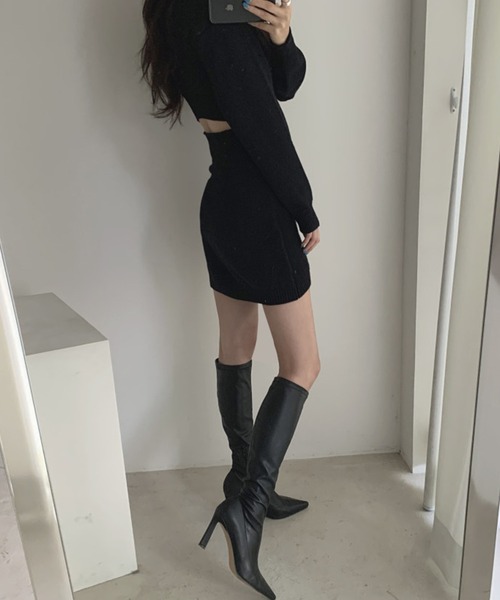 Jasmine Grandiflorum(ジャスミングランディフローラム)の「【Jasmine】バック開きセクシーミニ丈ニットワンピース (AW)(ワンピース・レディース・ブラック/ベージュ/グレー・FREE)」の10枚目の写真
