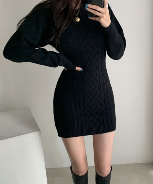 Jasmine Grandiflorum(ジャスミングランディフローラム)の「【Jasmine】バック開きセクシーミニ丈ニットワンピース (AW)(ワンピース・レディース・ブラック/ベージュ/グレー・FREE)」の14枚目の写真