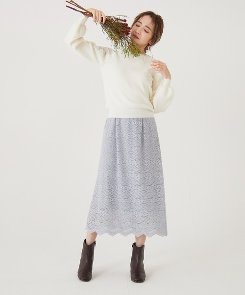 BE RADIANCE(ビーラディエンス)の「裾スカラレーススカート(スカート・レディース・アイボリー/ブルー/ピンク・FREE)」の2枚目の写真