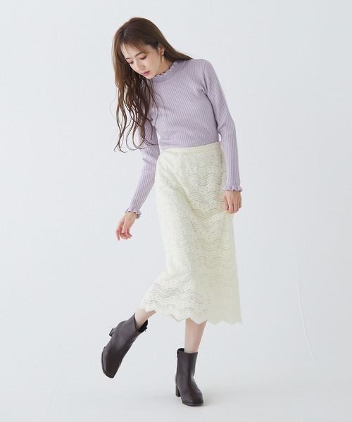 BE RADIANCE(ビーラディエンス)の「裾スカラレーススカート(スカート・レディース・アイボリー/ブルー/ピンク・FREE)」の6枚目の写真