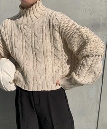 select MOCA | 2021 AW ハイネックループショルダーショートニット(ニット/セーター)
