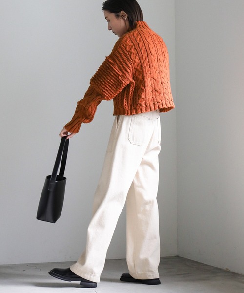 select MOCA（セレクトモカ）の「ハイネックループショルダーショートニット（ニット/セーター・レディース・ブラック/アイボリー/テラコッタ/グリーン・FREE）」の18枚目の写真