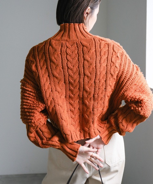 select MOCA（セレクトモカ）の「ハイネックループショルダーショートニット（ニット/セーター・レディース・ブラック/アイボリー/テラコッタ/グリーン・FREE）」の17枚目の写真