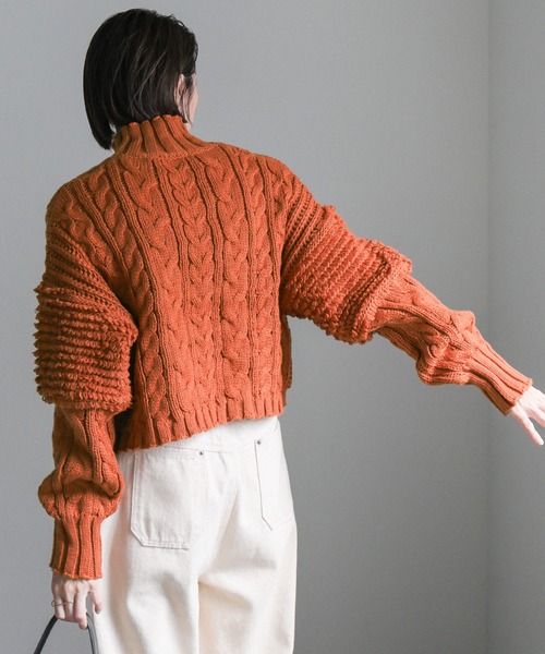 select MOCA（セレクトモカ）の「ハイネックループショルダーショートニット（ニット/セーター・レディース・ブラック/アイボリー/テラコッタ/グリーン・FREE）」の22枚目の写真