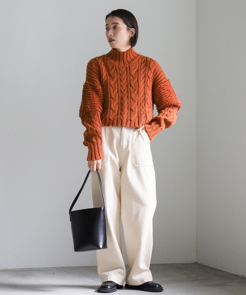 select MOCA（セレクトモカ）の「ハイネックループショルダーショートニット（ニット/セーター・レディース・ブラック/アイボリー/テラコッタ/グリーン・FREE）」の15枚目の写真