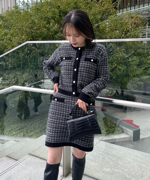 FREE'S MART（フリーズマート）の「ニットツイードミニスカート（スカート・レディース・ブラック系その他/ベージュ系その他/パープル系その他・FREE）」の7枚目の写真