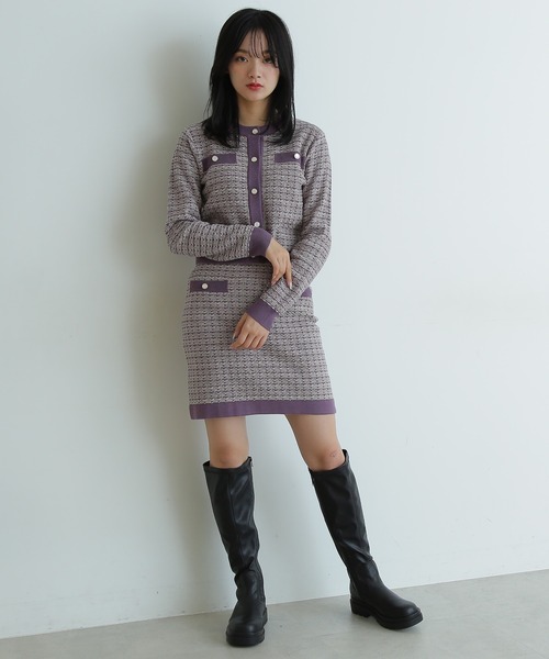 FREE'S MART（フリーズマート）の「ニットツイードミニスカート（スカート・レディース・ブラック系その他/ベージュ系その他/パープル系その他・FREE）」の6枚目の写真