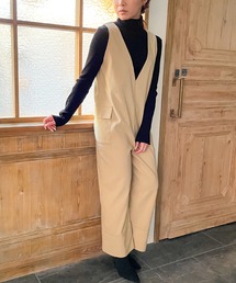 スエード調バックリボンサロペット