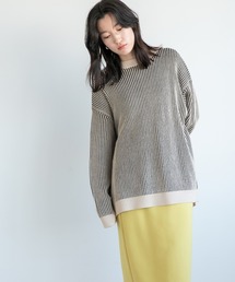 ストライプクルーネックニット 260501