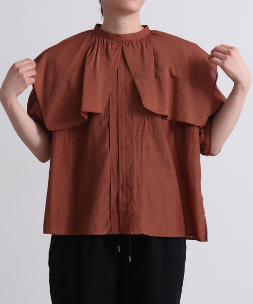 yuni（ユニ　）の「キュプラコットン　トリプルワッシャーchorus collar　ブラウス（シャツ/ブラウス・レディース・ブラック/ホワイト/ブラウン・FREE）」の14枚目の写真