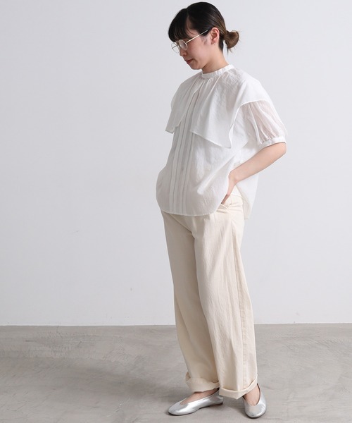 yuni（ユニ　）の「キュプラコットン　トリプルワッシャーchorus collar　ブラウス（シャツ/ブラウス・レディース・ブラック/ホワイト/ブラウン・FREE）」の10枚目の写真