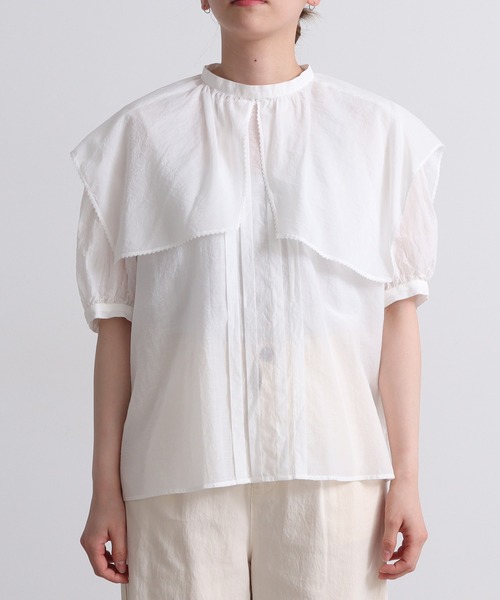 yuni（ユニ　）の「キュプラコットン　トリプルワッシャーchorus collar　ブラウス（シャツ/ブラウス・レディース・ブラック/ホワイト/ブラウン・FREE）」の8枚目の写真