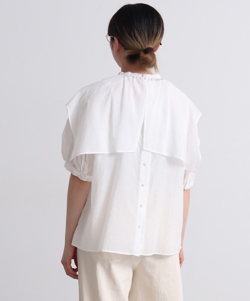 yuni（ユニ　）の「キュプラコットン　トリプルワッシャーchorus collar　ブラウス（シャツ/ブラウス・レディース・ブラック/ホワイト/ブラウン・FREE）」の7枚目の写真