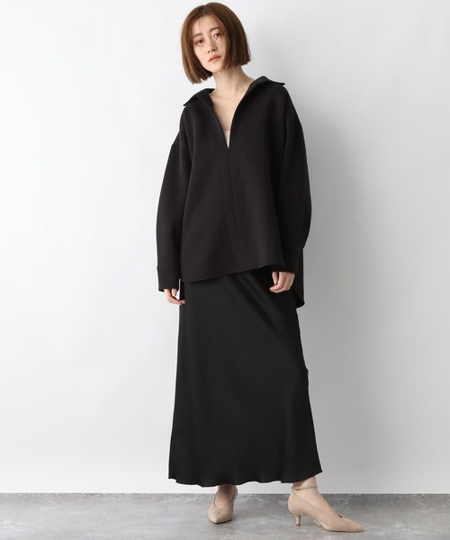 A part by（アパートバイ）の「ボンディングVプルオーバー 264368（その他トップス・レディース・ライトグレー/ブラック・FREE）」の3枚目の写真