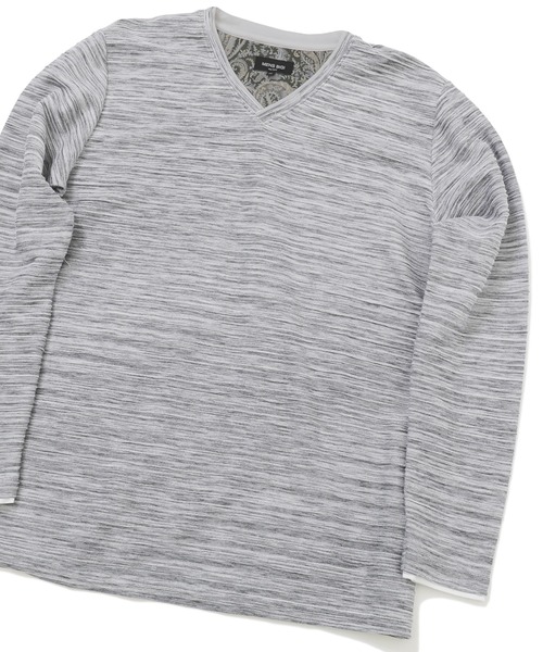 MEN'S BIGI（メンズビギ）の「スラブタック天竺 Vネックカットソー　made in japan（Tシャツ/カットソー・メンズ・ホワイト/グレー/インディゴブルー・01/02/03）」の2枚目の写真