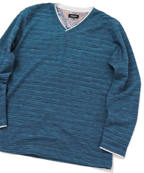 MEN'S BIGI（メンズビギ）の「スラブタック天竺 Vネックカットソー　made in japan（Tシャツ/カットソー・メンズ・ホワイト/グレー/インディゴブルー・01/02/03）」の3枚目の写真