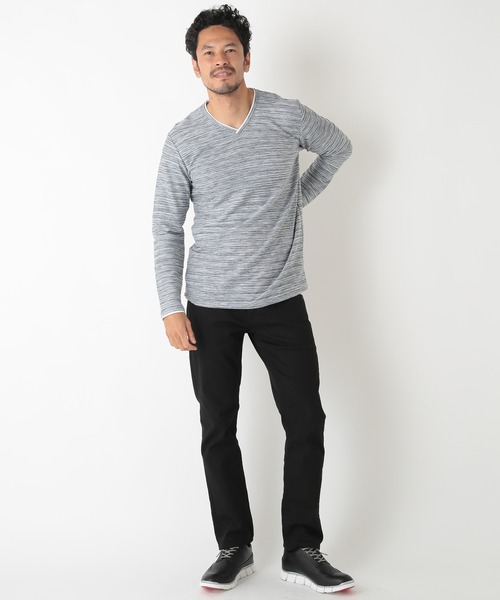 MEN'S BIGI（メンズビギ）の「スラブタック天竺 Vネックカットソー　made in japan（Tシャツ/カットソー・メンズ・ホワイト/グレー/インディゴブルー・01/02/03）」の8枚目の写真