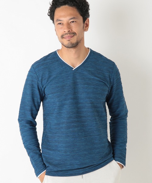 MEN'S BIGI（メンズビギ）の「スラブタック天竺 Vネックカットソー　made in japan（Tシャツ/カットソー・メンズ・ホワイト/グレー/インディゴブルー・01/02/03）」の6枚目の写真