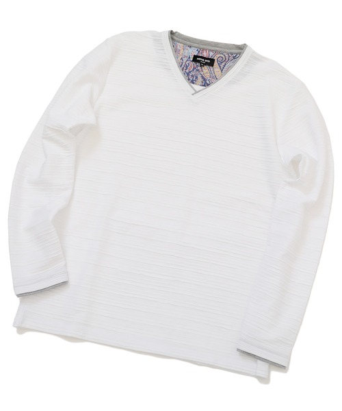 MEN'S BIGI（メンズビギ）の「スラブタック天竺 Vネックカットソー　made in japan（Tシャツ/カットソー・メンズ・ホワイト/グレー/インディゴブルー・01/02/03）」の10枚目の写真