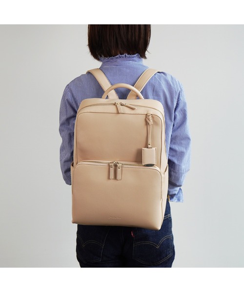 Jewelna Rose（ジュエルナローズ）の「フレイヤ・リュック2 A4ゆったりサイズ 13.3インチPC収納 16126（バックパック/リュック・レディース・ライトグレー/スモークピンク/ブラック/ベージュ/クリーム/ネイビー/アッシュグレー/ホワイト/グレイッシュブルー/ホワイト系その他/ブラウン・FREE）」の8枚目の写真